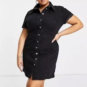 ASOS Curve NWT Black Denim Button-Down Shirt Dress 🔥🖤